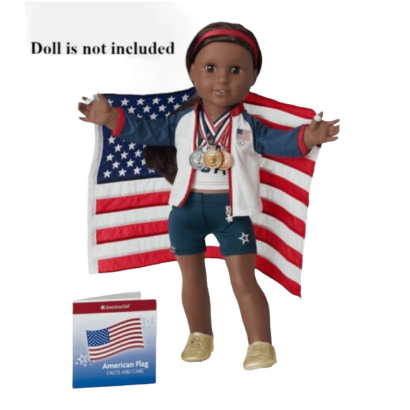 NEW American Girl TEAM USA MEDAL CEREMONY SET Flag Jacket Gold Silver Bronze BOX - Picture 3 of 5